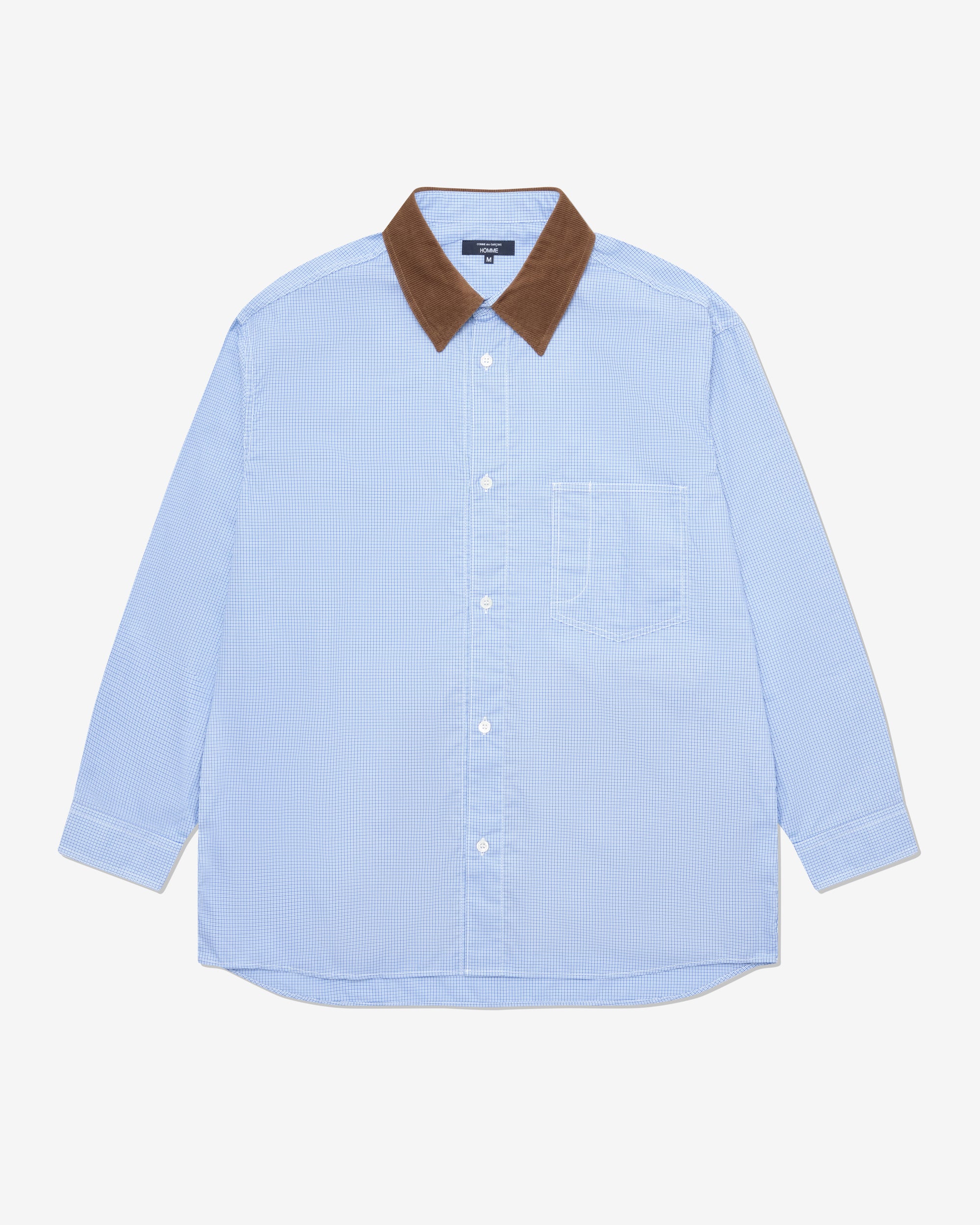 CDG Homme: Men's Contrast Collar Shirt (Navy/Brown) | DSMNY E-SHOP CDG Homme: Men's Contrast Collar Shirt (Navy/Brown) | DSMNY E-SHOP