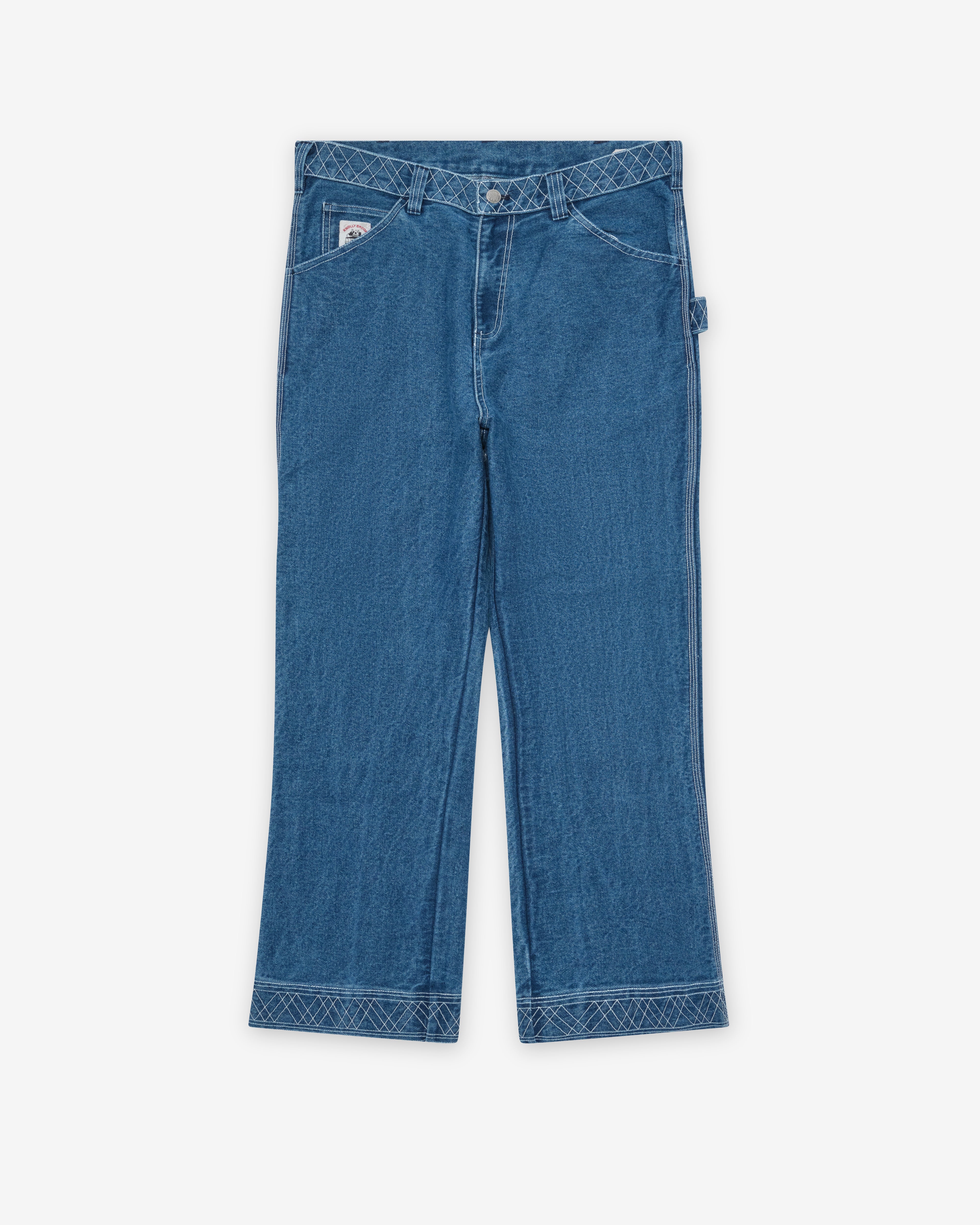 Bode: Men's Embroidered Denim Trousers (Indigo) | DSMNY E-SHOP
