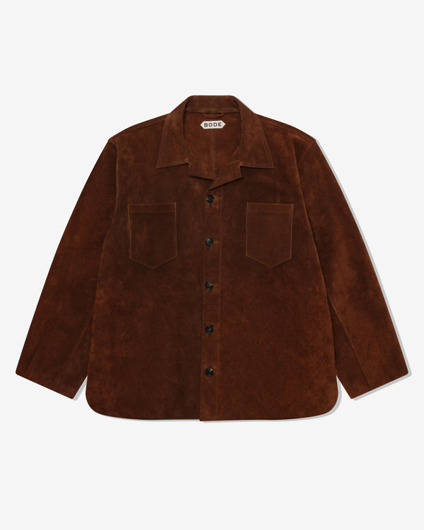 Bode - Men's Suede Overshirt - (Brown)