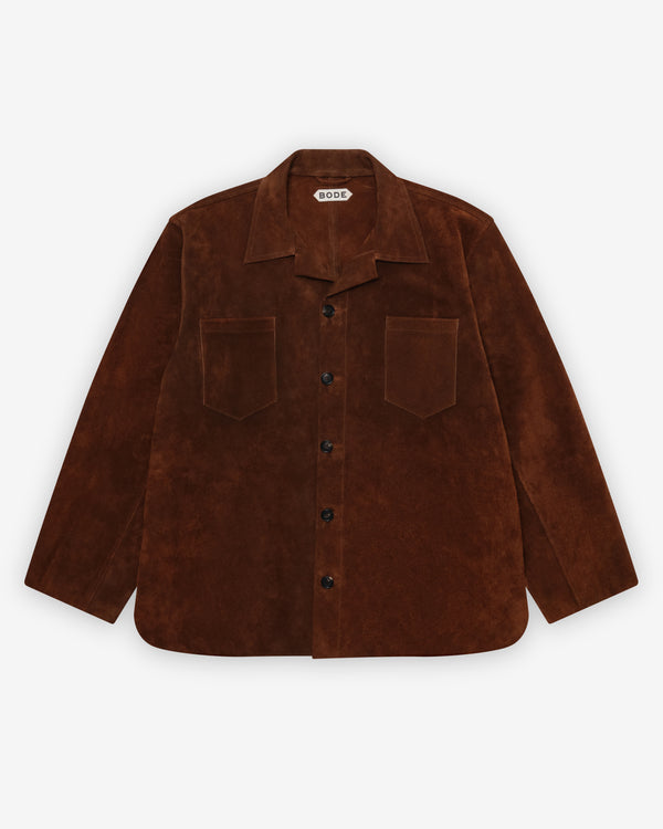 Bode - Men's Suede Overshirt - (Brown)