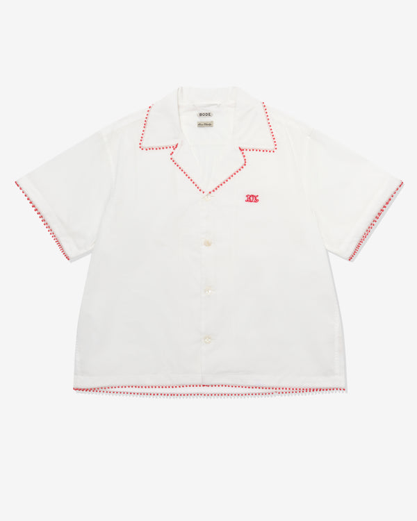 Bode - Men's Redbud Short Sleeve Shirt - (White)