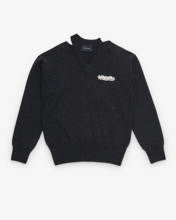Simone Rocha - Women's Embellished Merino Seam Bite Jumper - (Charcoal)
