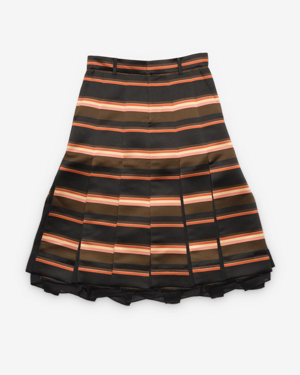 Sacai - Women's Horizontal Stripe Skirt - (Khaki/Pink)