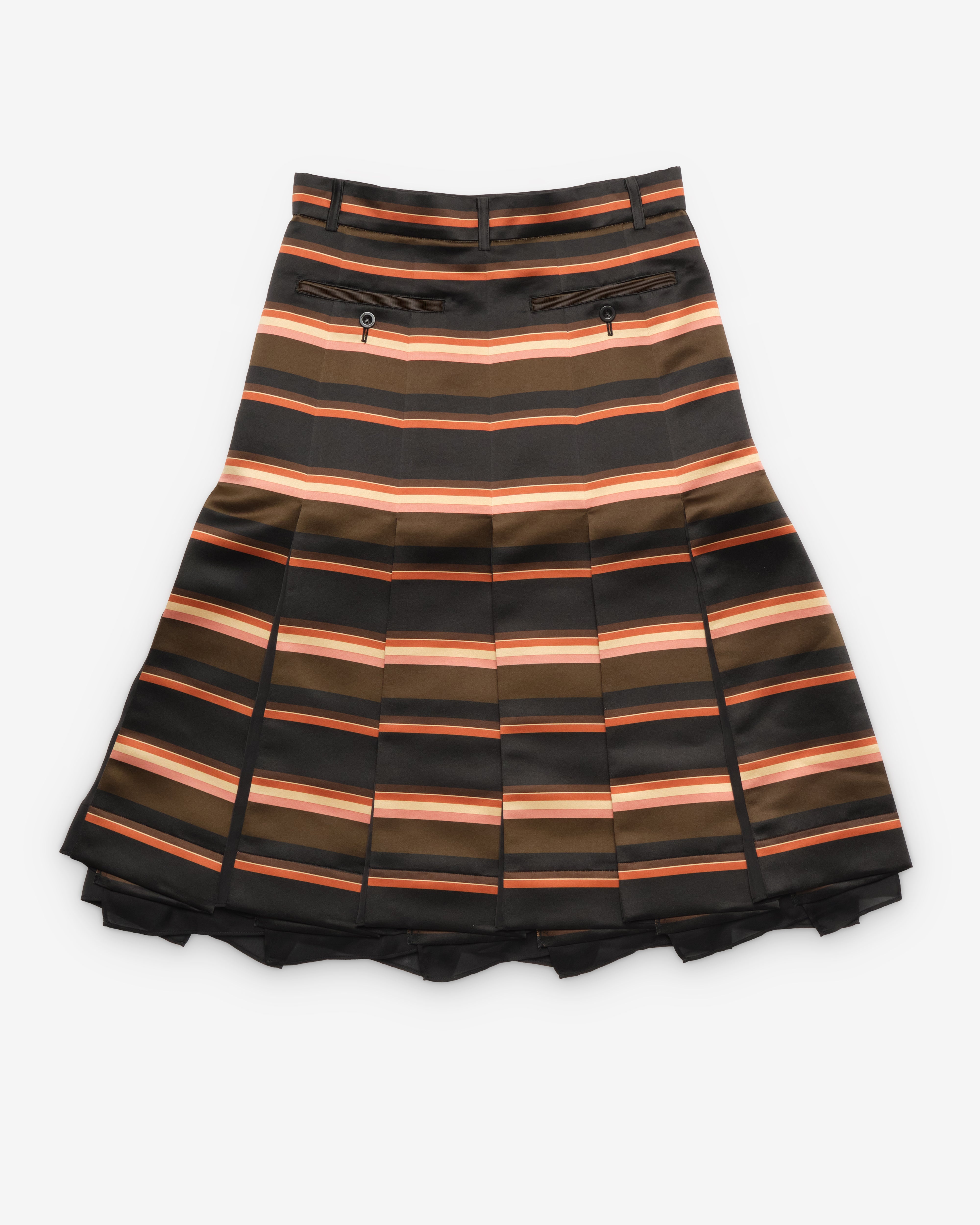 Sacai: Women's Horizontal Stripe Skirt (Khaki/Pink) | DSMNY E-SHOP