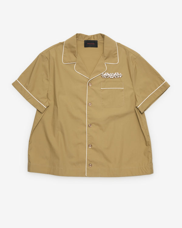Simone Rocha - Men's Embellished Fitted Piped Shirt - (Khaki/Pearl)