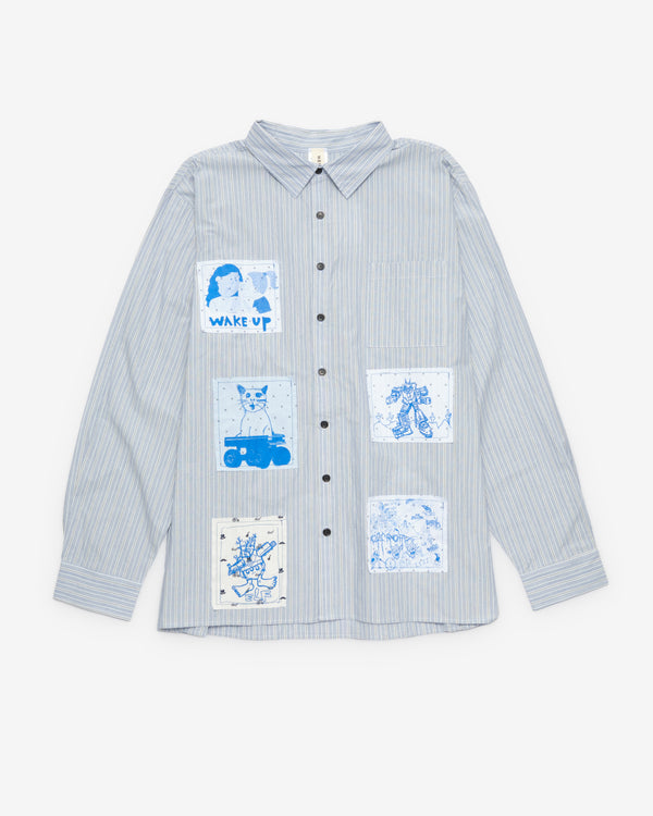 Westfall - Men's Patches Shirt - (Blue/Stripe)