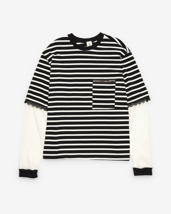 Westfall - Men's Striped Lace Double Shirt - (Black)