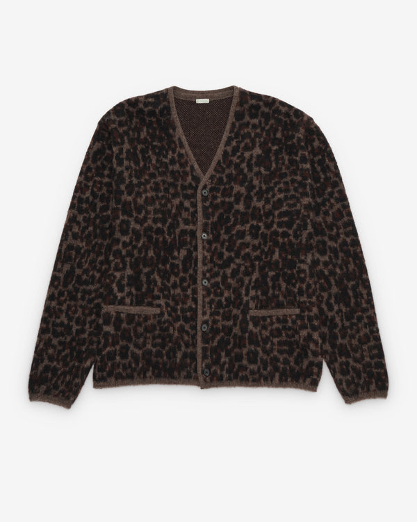 A.Presse - Men's Leopard Jacquard Knit Cardigan - (Leopard)