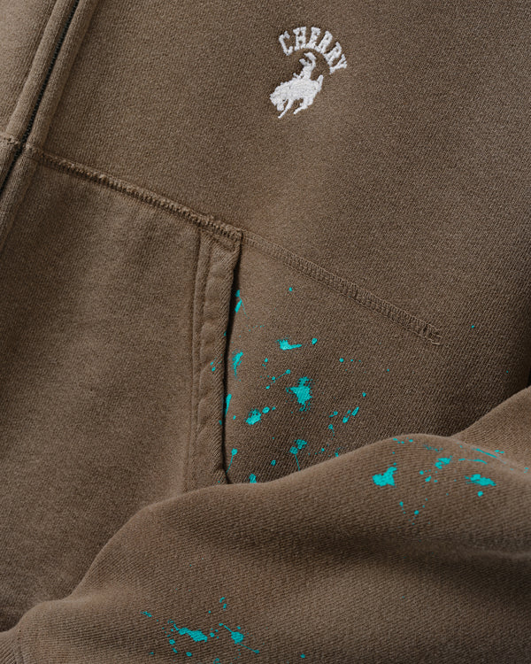 Cherry Los Angeles - Men's Western Athletic Zip Up Hoodie - (Brown)