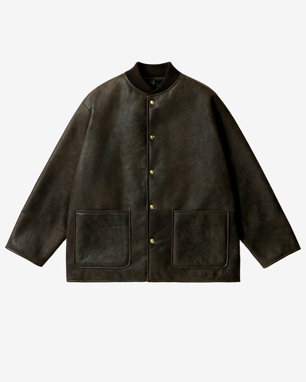 A.Presse - Men's Mouton Car Club Snap Coat - (Brown)