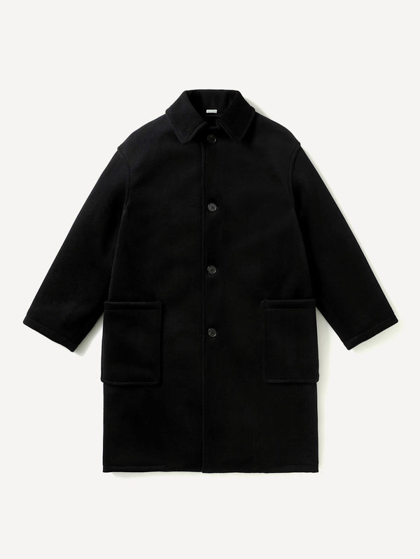 A.Presse - Men's Cashmere Wool Herringbone Prisoner Coat - (Black)