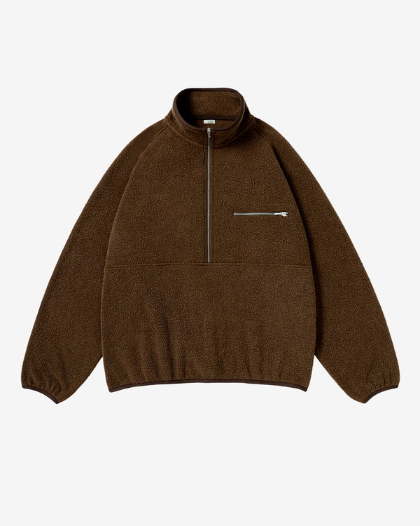 A.Presse - Men's Vintage Silk Fleece Half Zip Jacket - (Brown)