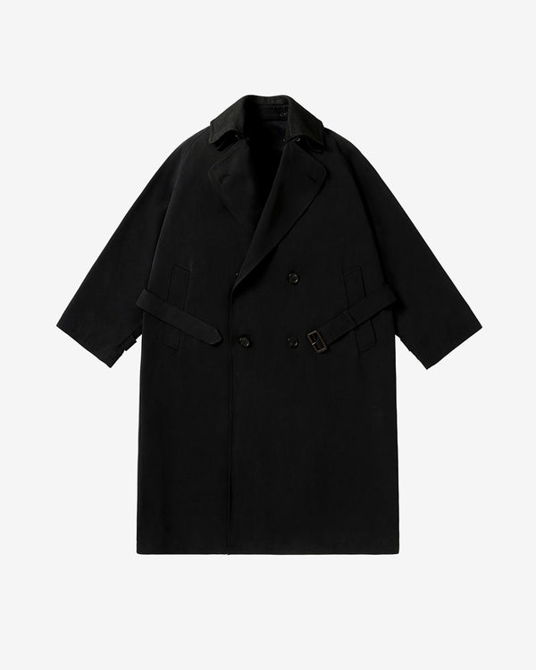 A.Presse - Men's Maxi Length Washed Silk Trench - (Black)