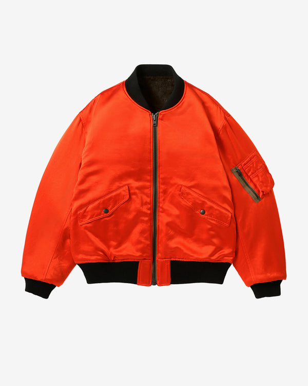 A.Presse - Men's Vintage Silk Sample Reversible Flight Jacket - (Orange)
