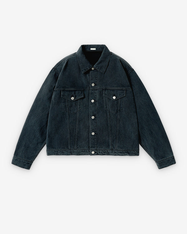 A.Presse - Men's Washed Cotton Pique 3rd Trucker Jacket - (Blue)