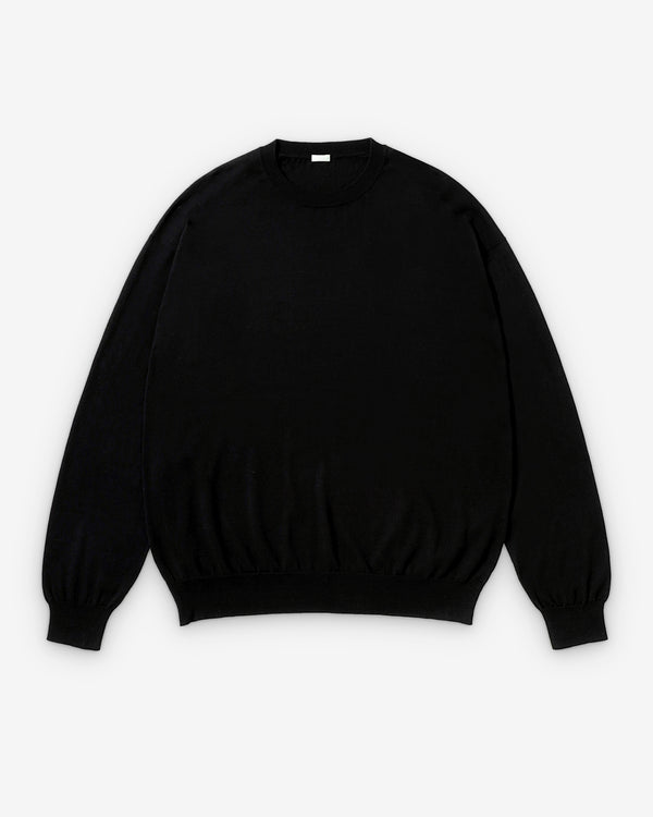 A.Presse - Men's Wool Cotton High Gauge Crew Neck - (Black)