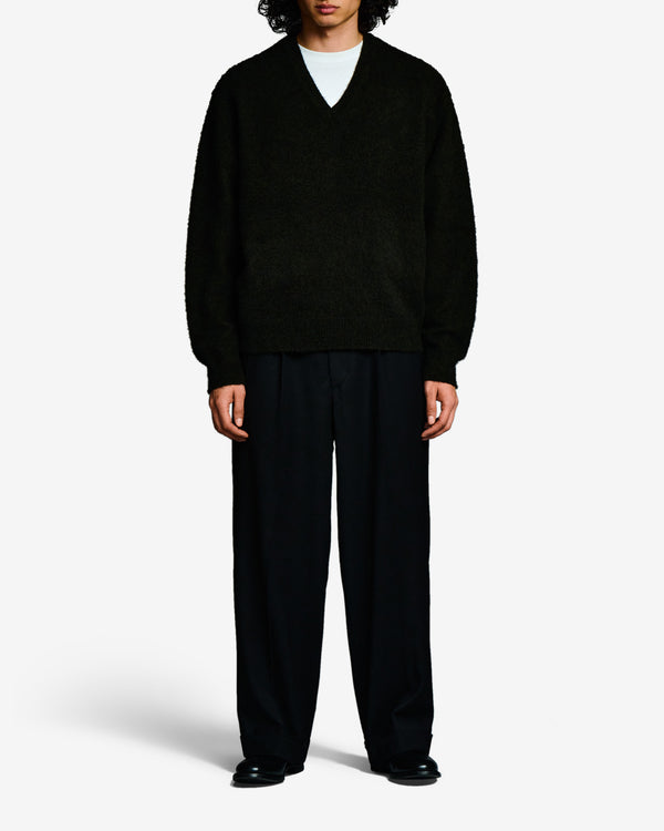 A.Presse - Men's Brushed Cashmere Middle Gauge V-Neck - (Charcoal)