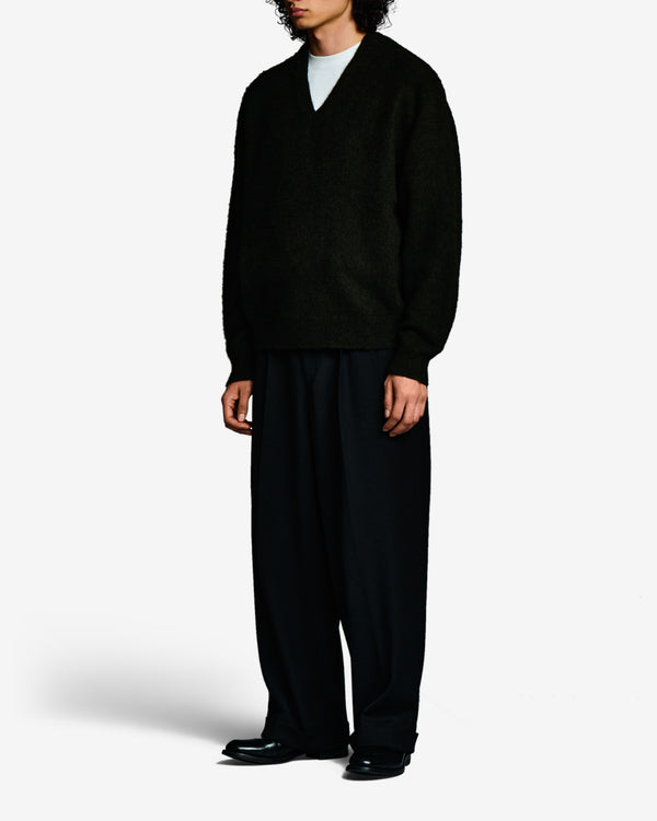 A.Presse - Men's Brushed Cashmere Middle Gauge V-Neck - (Black)