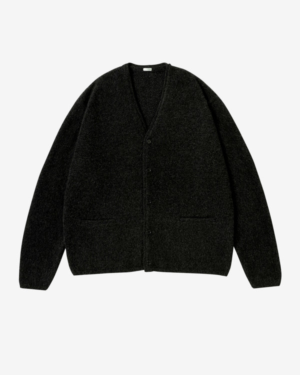 A.Presse - Men's Brushed Cashmere Middle Gauge Cardigan - (Charcoal)