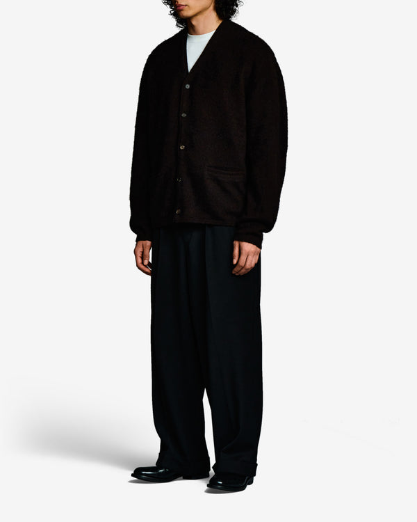 A.Presse - Men's Brushed Cashmere Middle Gauge Cardigan - (Charcoal)