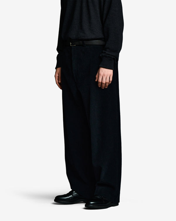 A.Presse - Men's Wool Corduroy Wide Trousers - (Black)