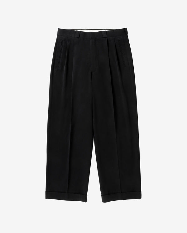 A.Presse - Men's Washed Silk Wide Trousers - (Black)