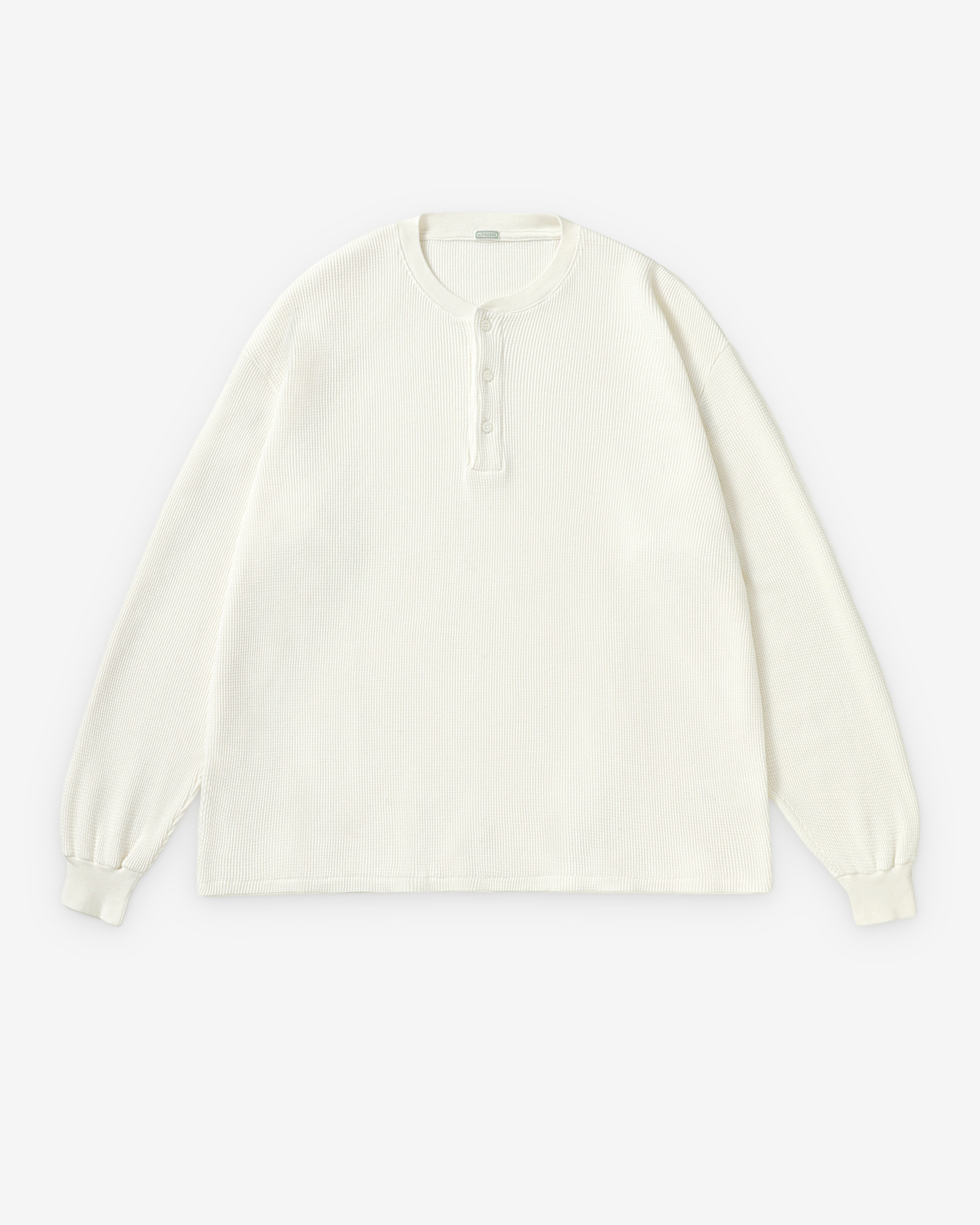 A.Presse: Men's Cashmere Blend Waffle Henley (White) | DSMNY E-SHOP