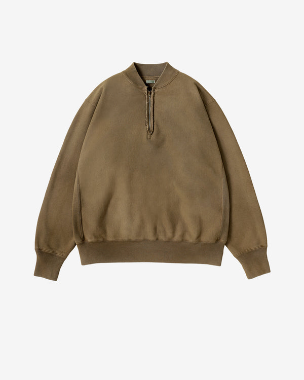 A.Presse - Men's Vintage Half Zip Rib Collar Sweatshirt - (Mocha)