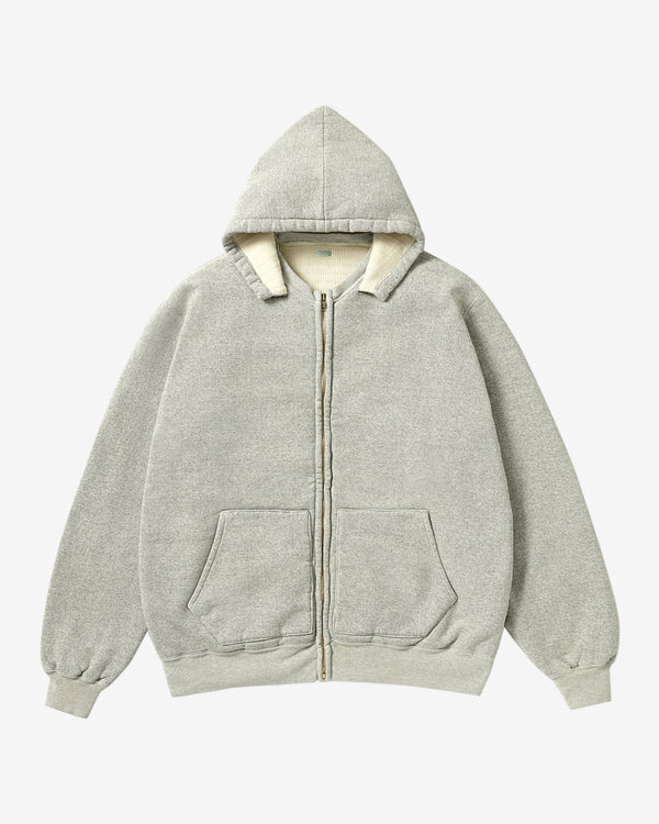 A.Presse - Men's Vintage Attached Hood Zip Parka - (Grey)
