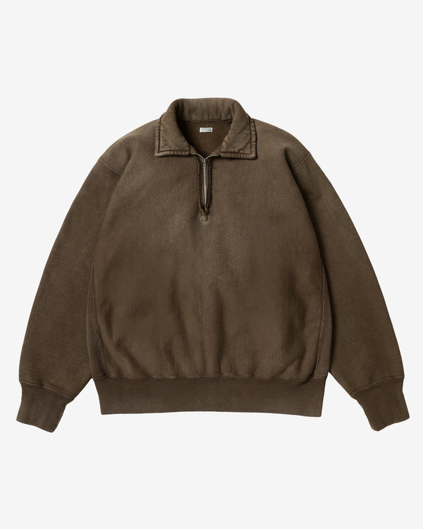 A.Presse - Men's Vintage Half-Zip Sweatshirt - (Brown)