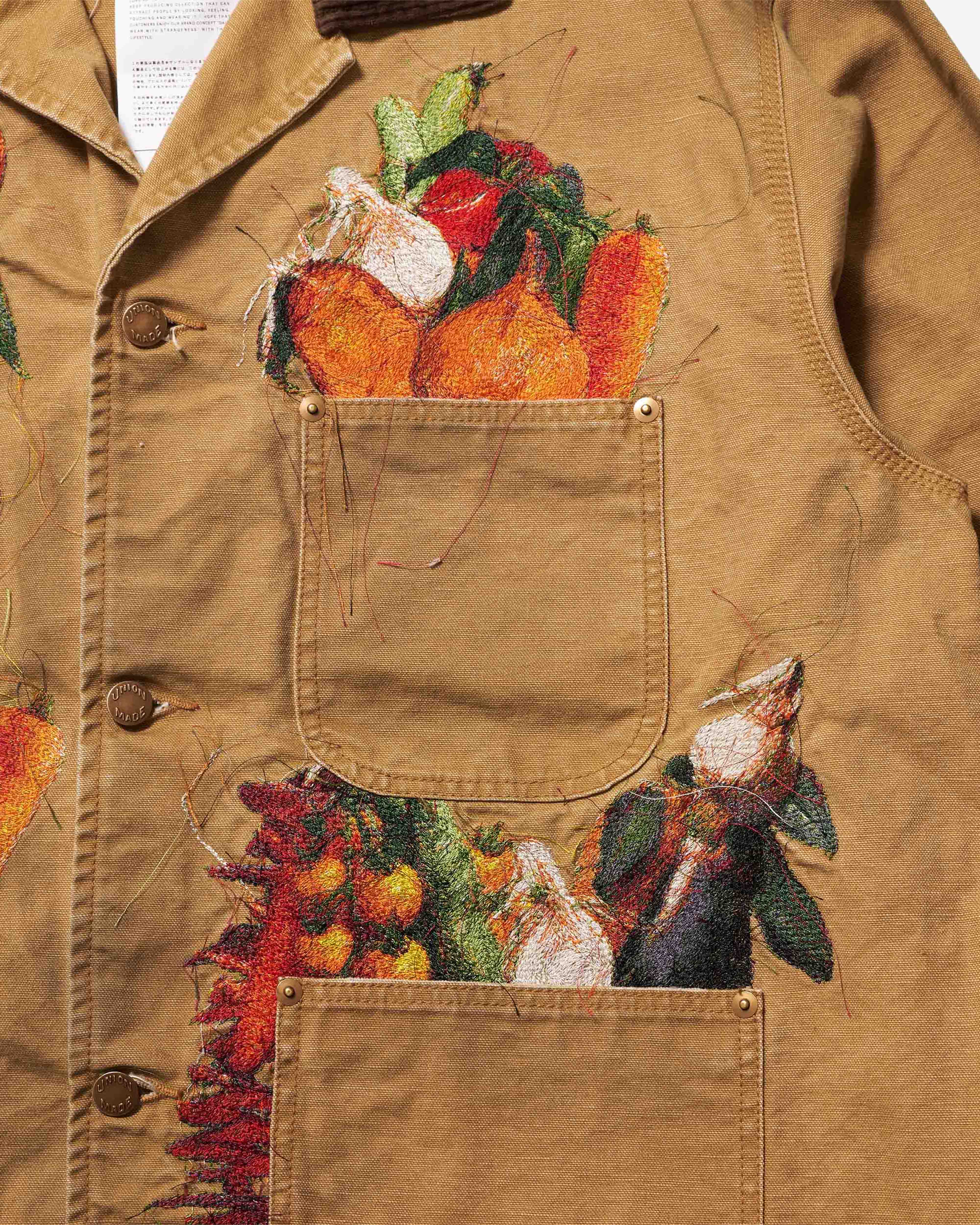 Doublet: Men's Vegetable Embroidery Work Jacket (Beige) | DSMNY E-SHOP