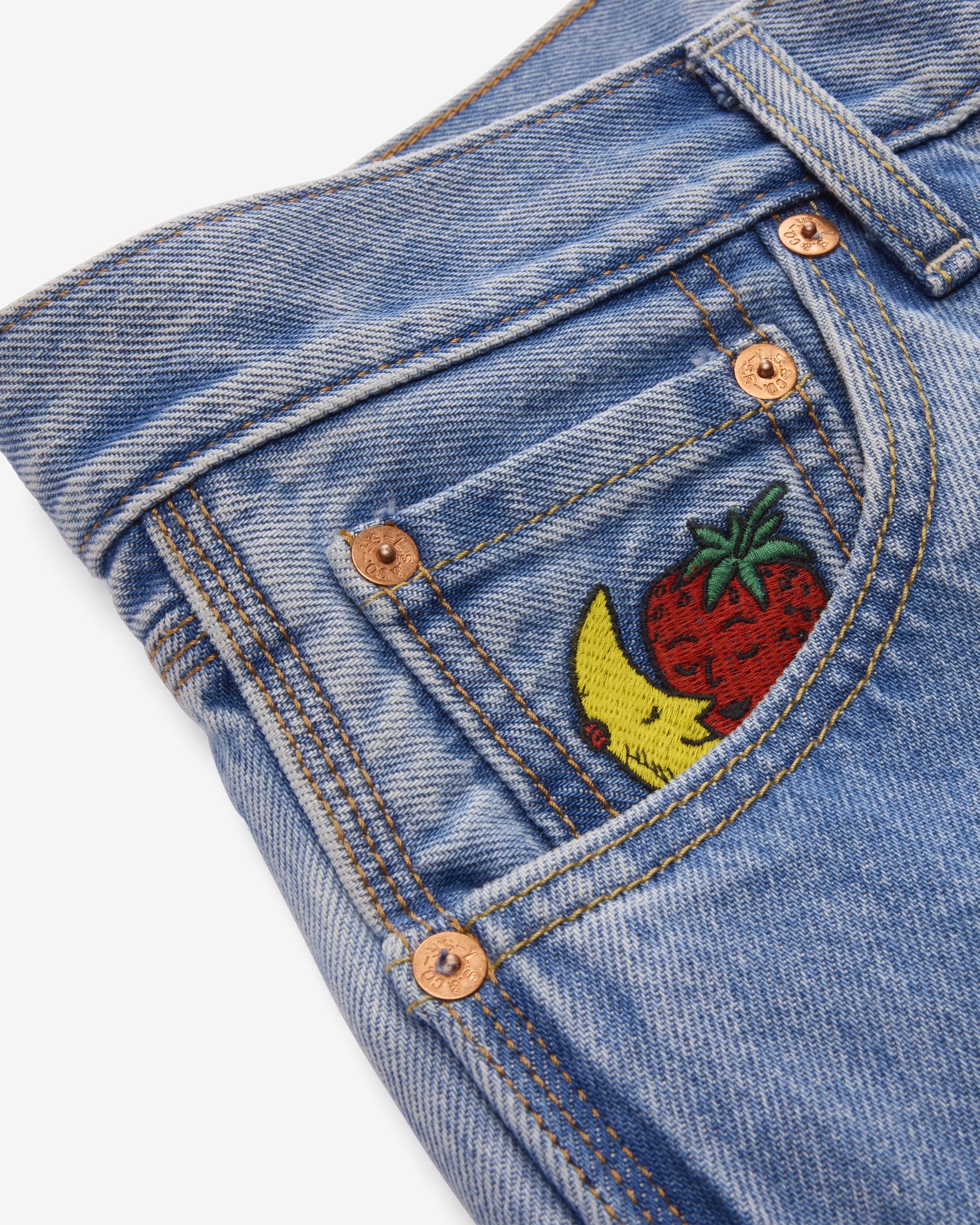Levi's - Men's Sky High Farm Goods Straight Jeans - (Mid Indigo) view 3, Click to Zoom in