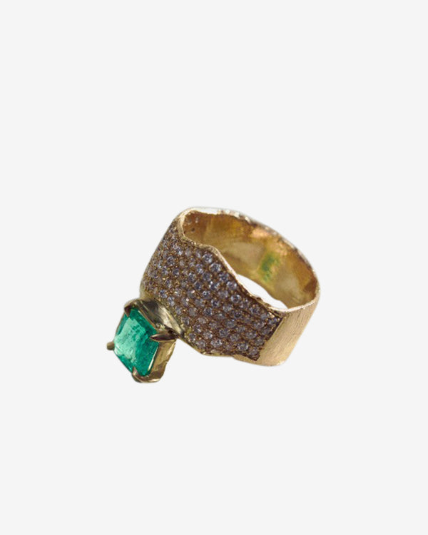 Alice Waese - Women's Emerald Drop Ring - (Gold)
