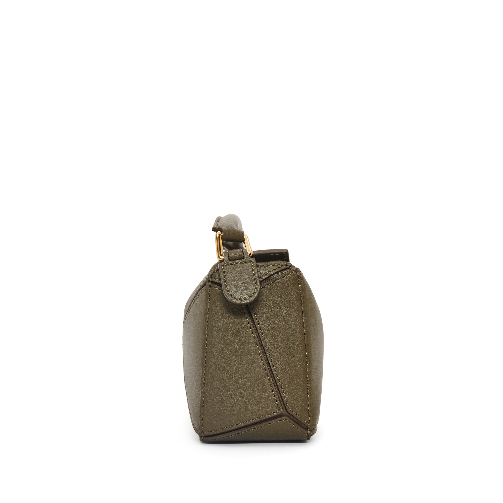 LOEWE Puzzle Bag Small Dark Khaki Green in Classic Calfskin with Gold-tone  - US