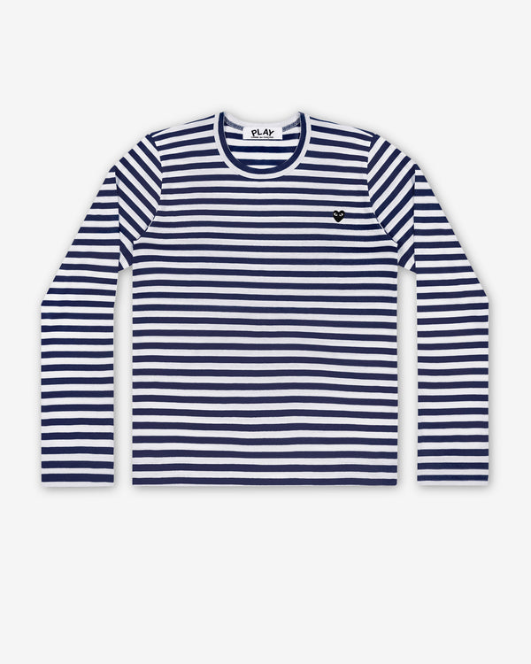 Play Comme des Garçons - Little Black Heart Striped T-Shirt - (Navy/White)