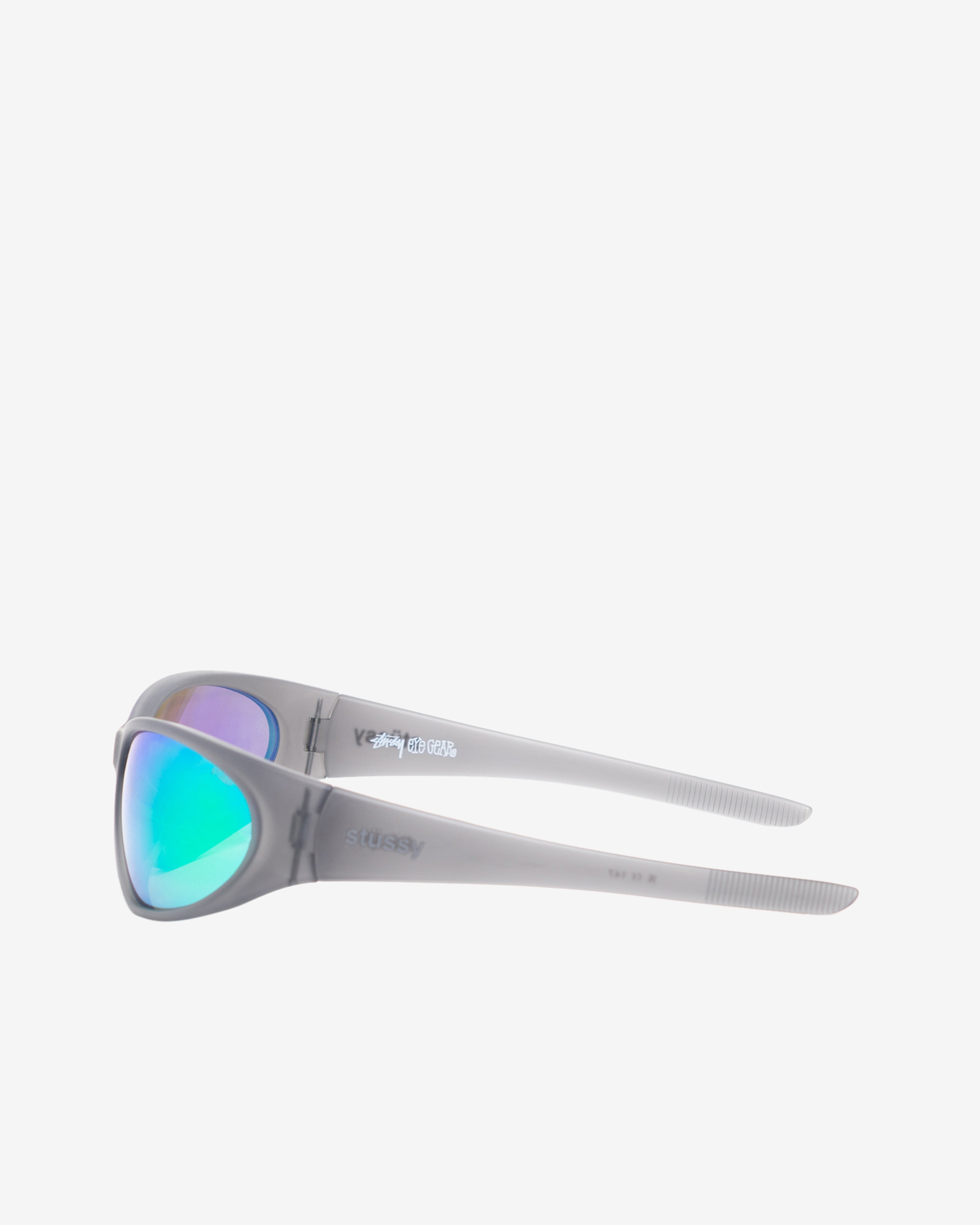 Stüssy: Men's Adrian Sunglasses (Frost Grey/Green Mirror) | DSMNY