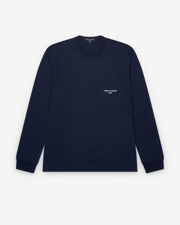CDG Homme - Men's Long Sleeve Logo Tee - (Navy)