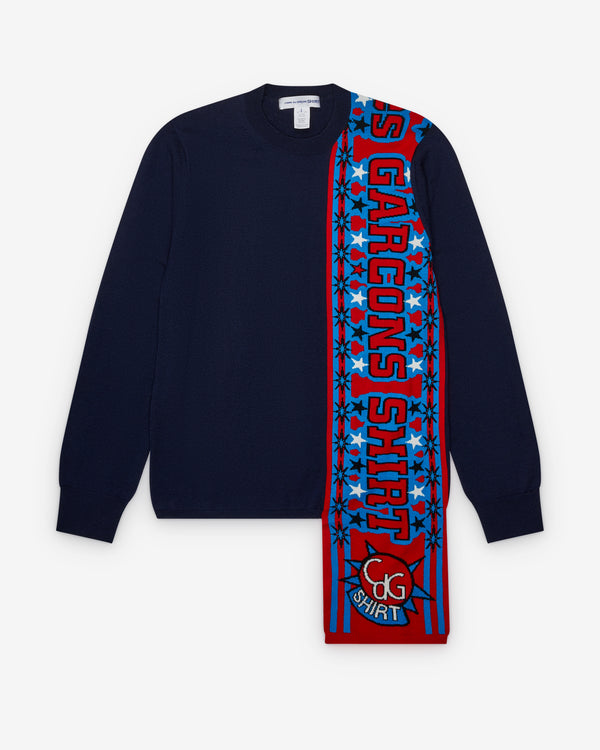 CDG Shirt - Men's Football Scarf Knitted Sweater - (Navy)