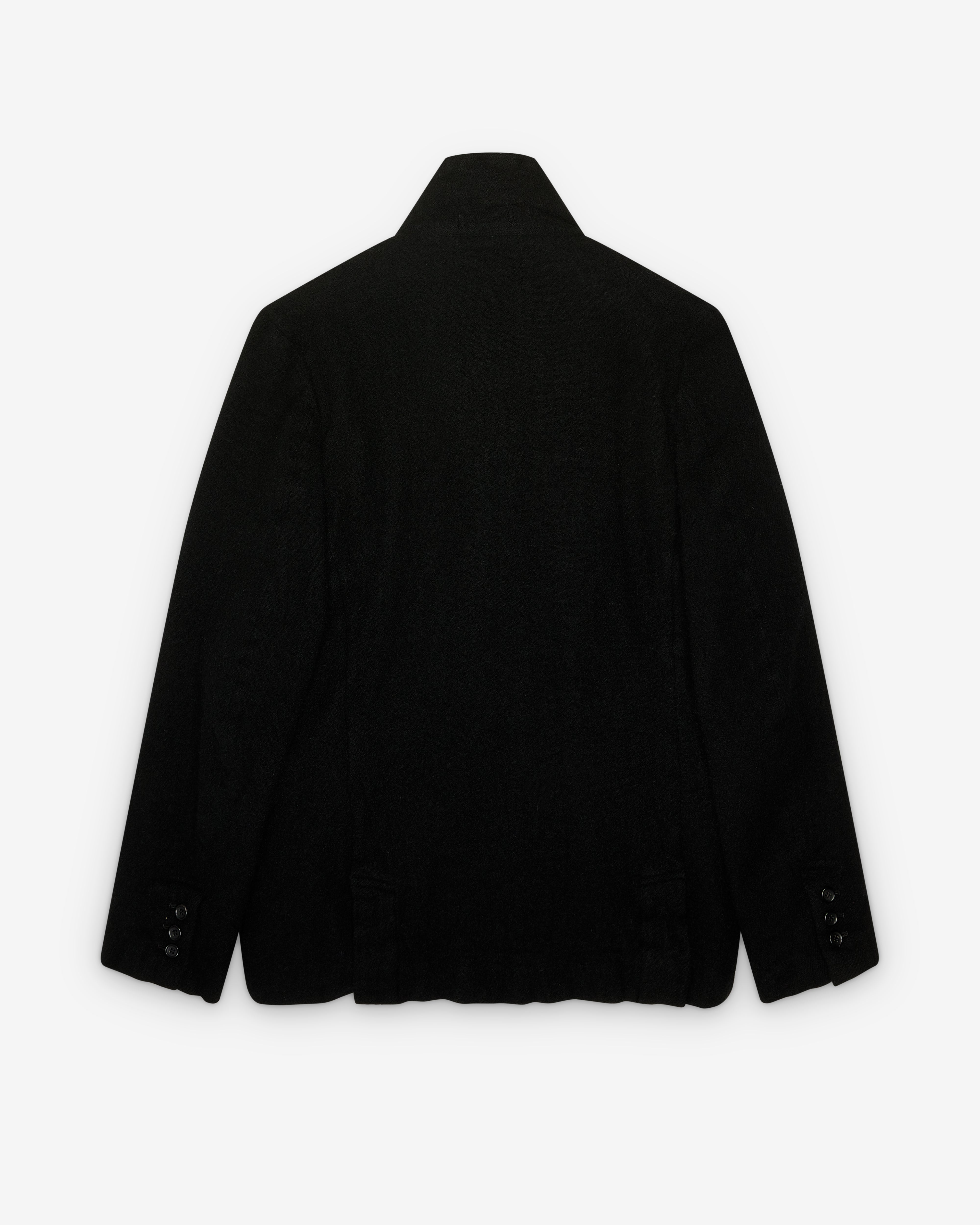 Black Comme des Garçons: Asymmetric Button Jacket (Black) | DSMNY