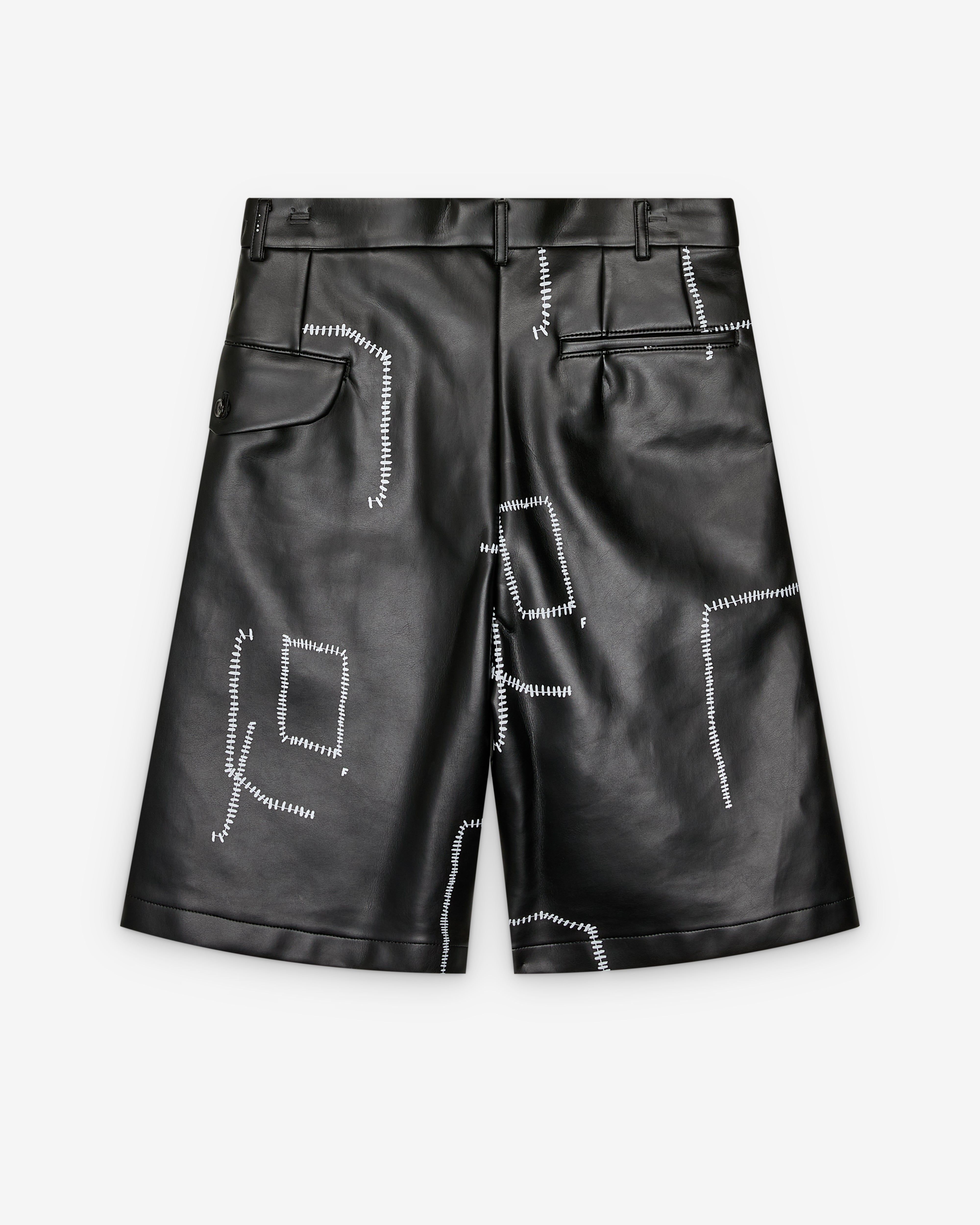 Black Comme des Garçons: Printed Stitch Detail Shorts (Black
