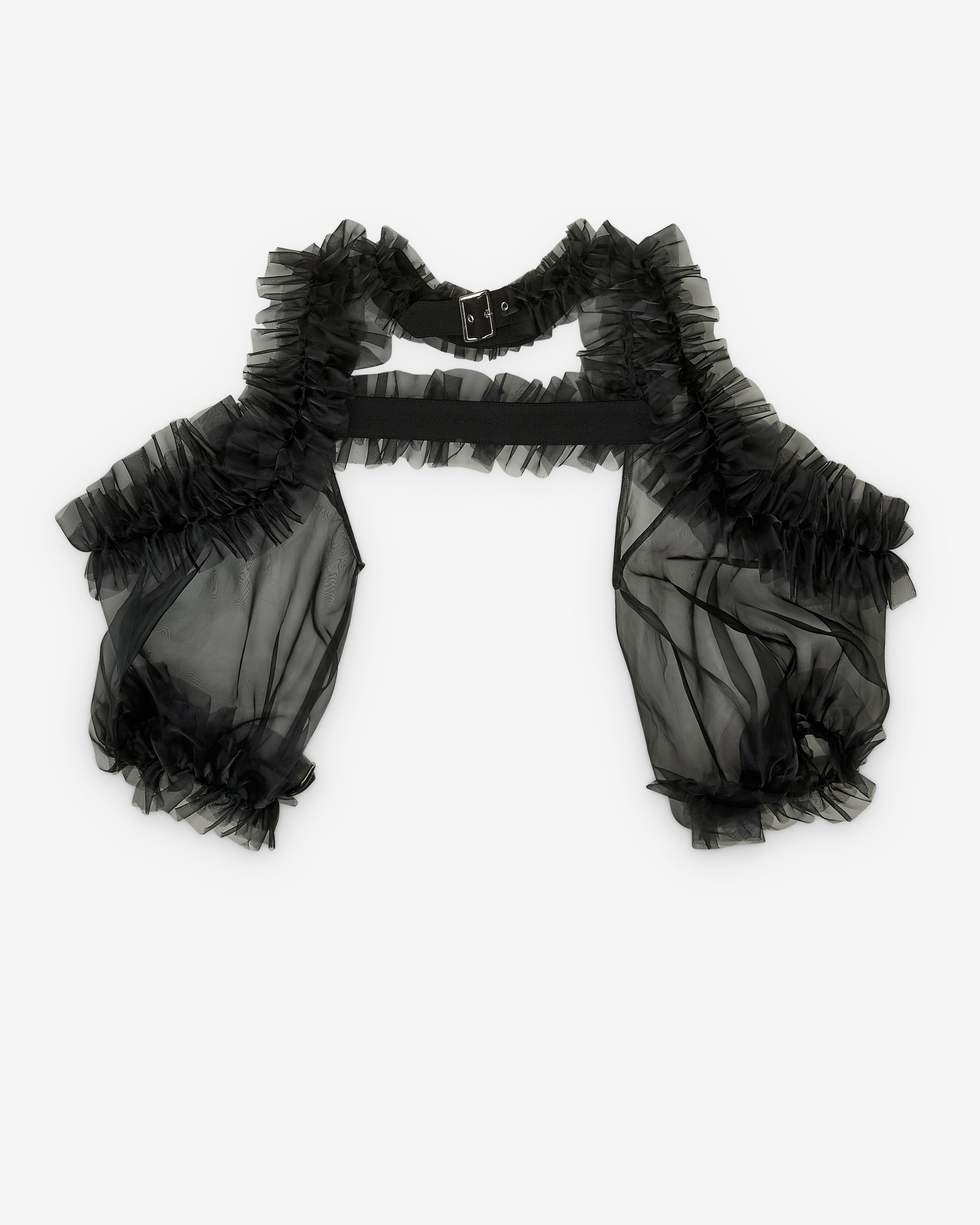 Noir Kei Ninomiya: Women's Ruffle Sleeve Harness (Black) | DSMNY E
