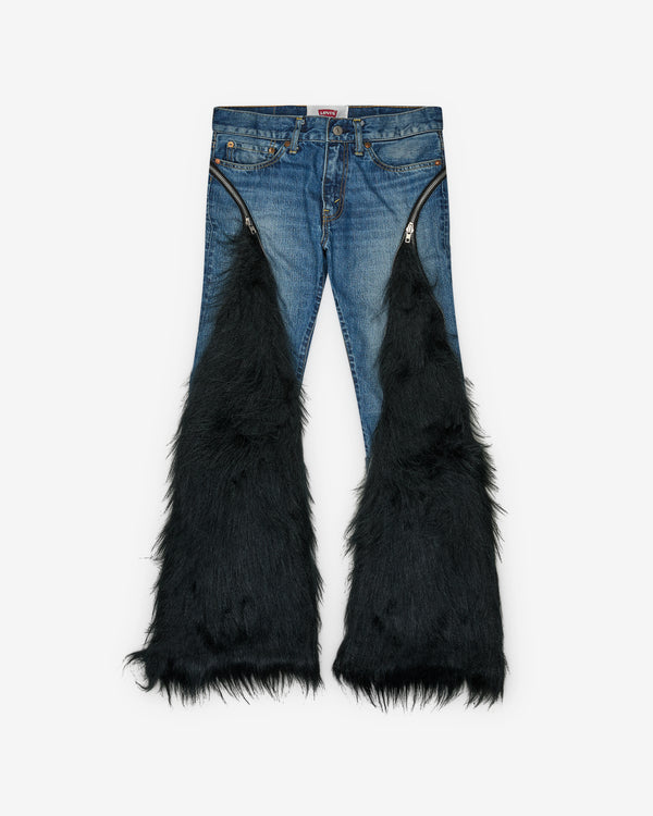 Junya Watanabe - Women's Faux Fur Detailed Jeans - (Indigo/Black)