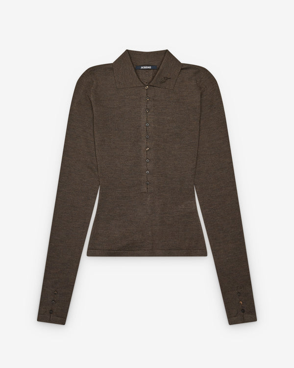 Jacquemus - Women's The Merino Long-Sleeve Polo Shirt - (Dark Brown)