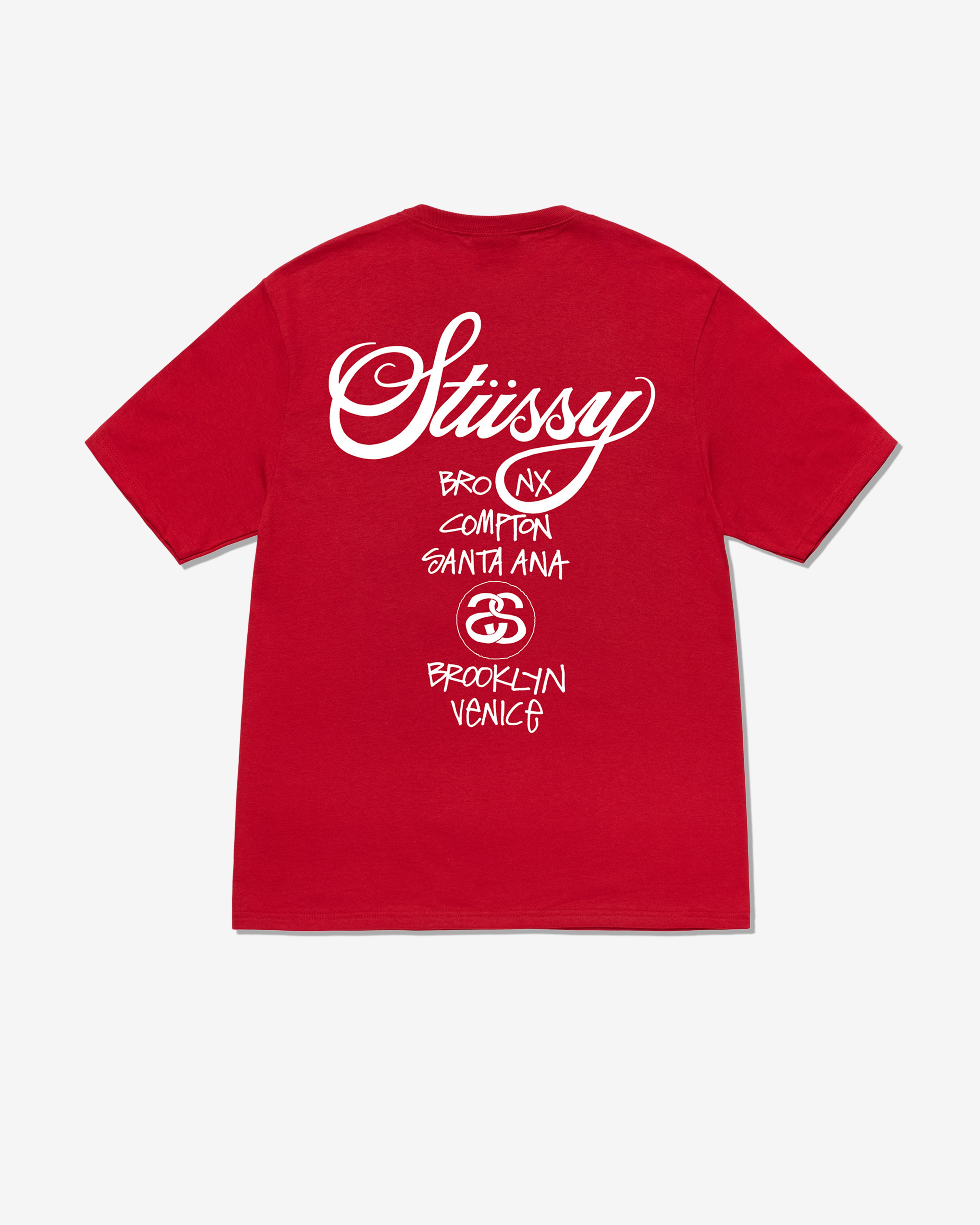 Stüssy: Men's DSM World Tour T-Shirt (Dark Red) | DSMNY E-SHOP