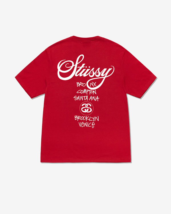 Stüssy - Men's DSM World Tour T-Shirt -  (Dark Red)
