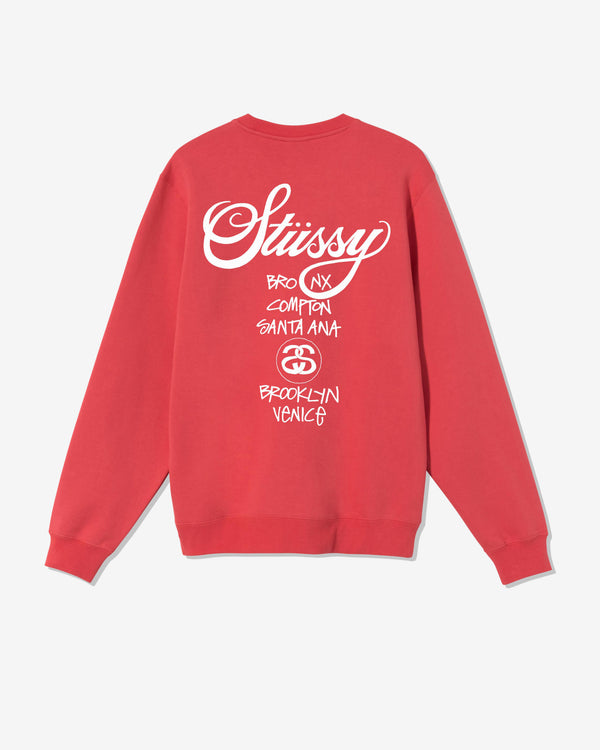 Stüssy - Men's DSM World Tour Crew - (Dark Red)