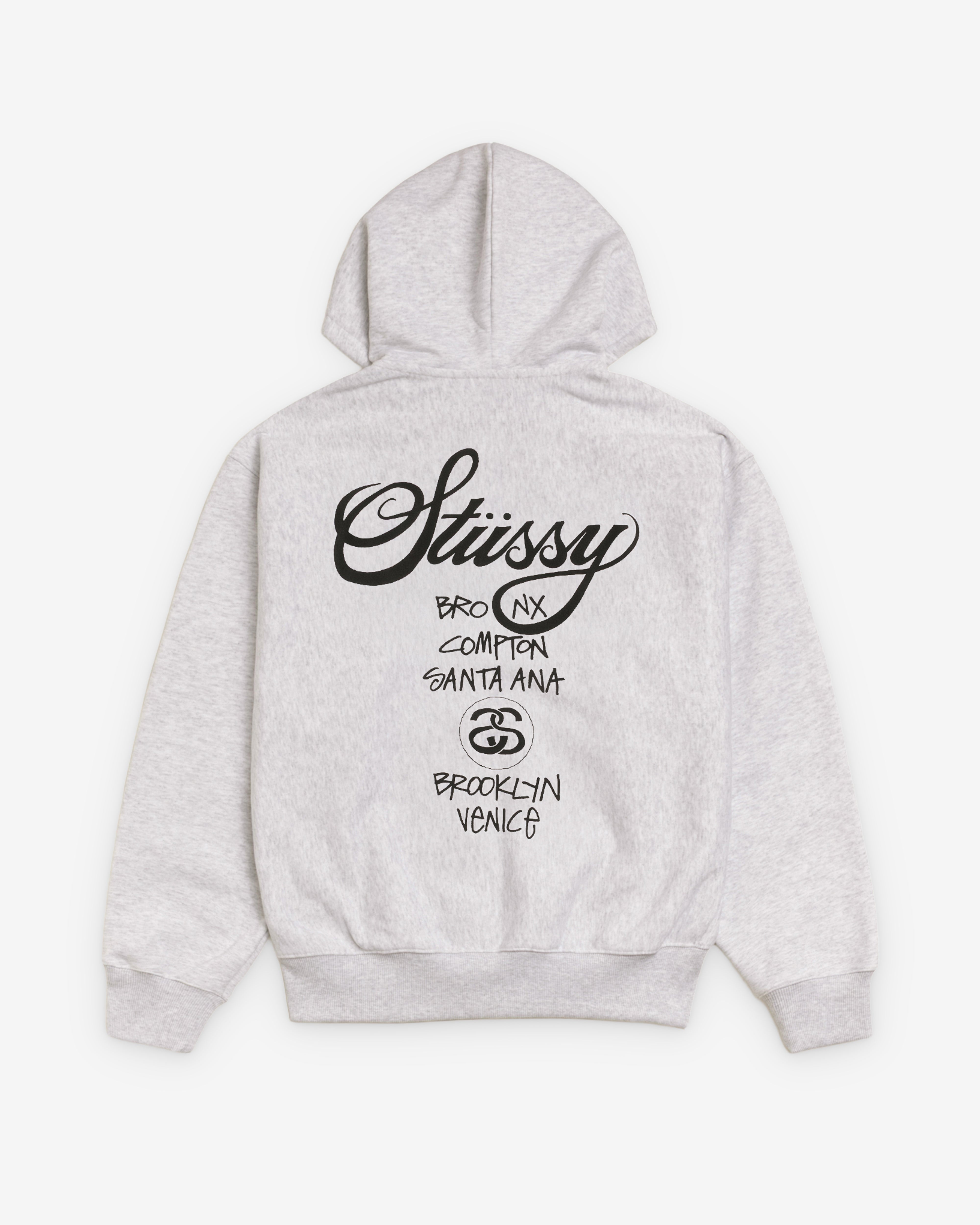 Stüssy: World Tour Zip Hood (Ash Heather) | DSMNY E-SHOP