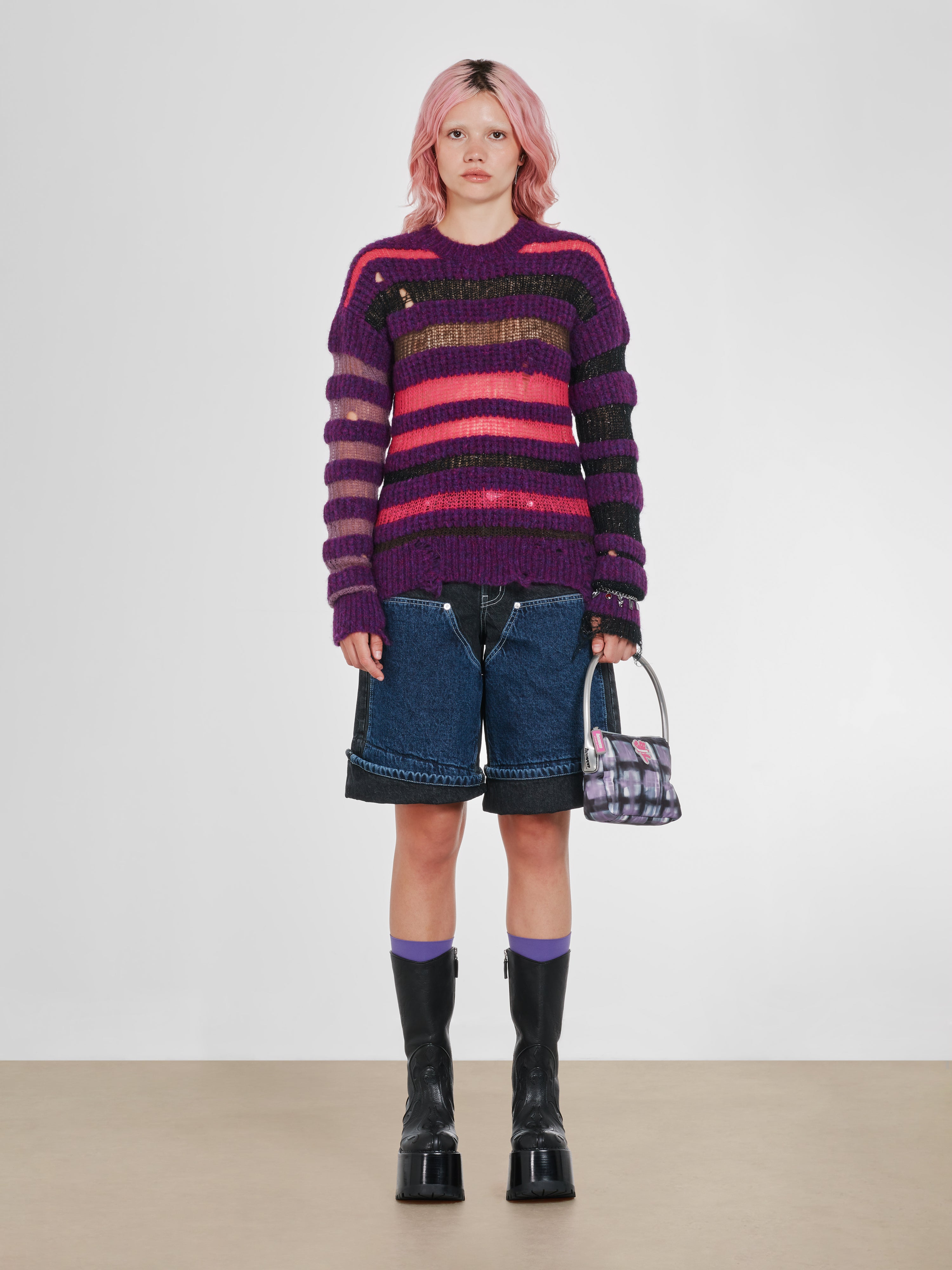 Heaven By Marc Jacobs - Women’s Bumpy Stripe Sweater - (Purple)