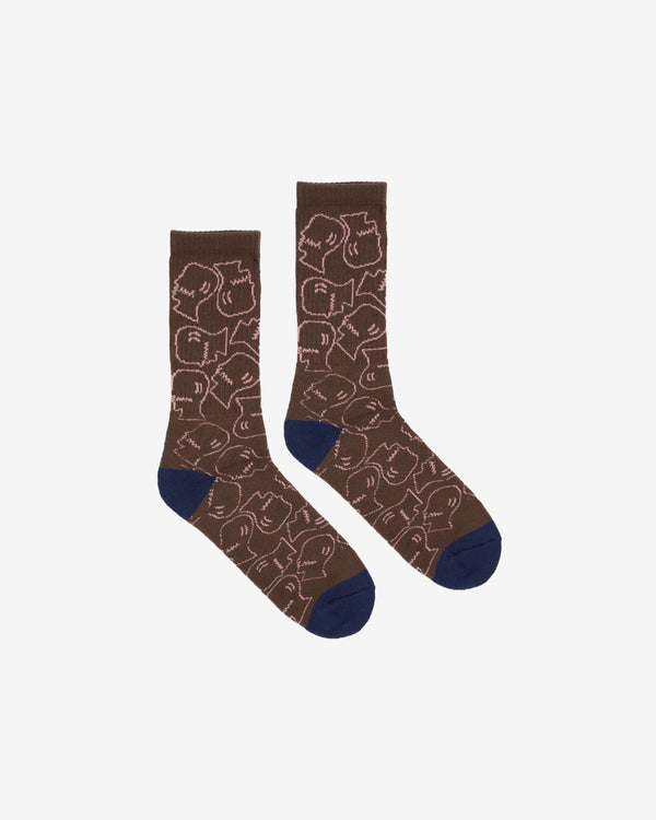 Brain Dead - Logohead Crew Socks - (Brown)
