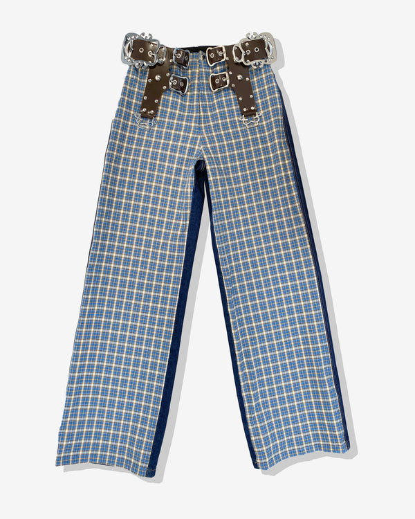 Chopova Lowena - Women's Tartan and Denim Jeans - (Blue)